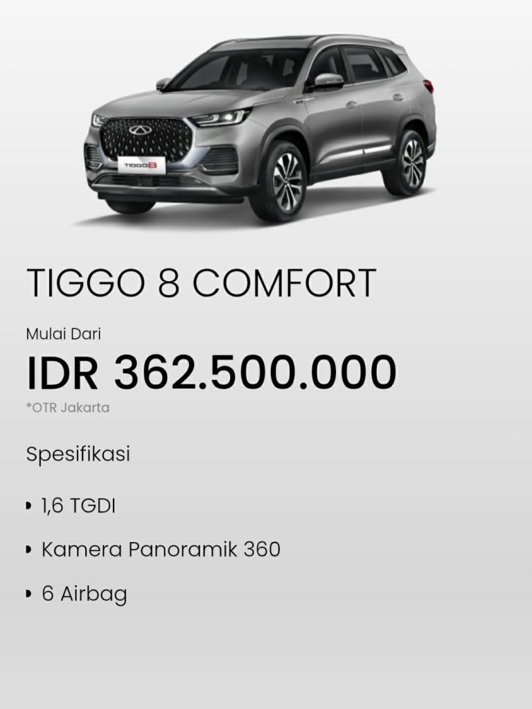 Spesifikasi CHERY TIGGO 8 Comfort 2026 Indonesia 7