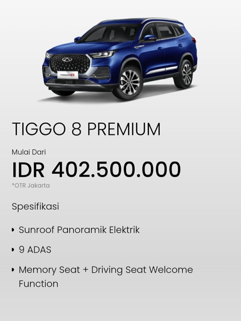 Spesifikasi CHERY TIGGO 8 Premium 2026 Indonesia 7