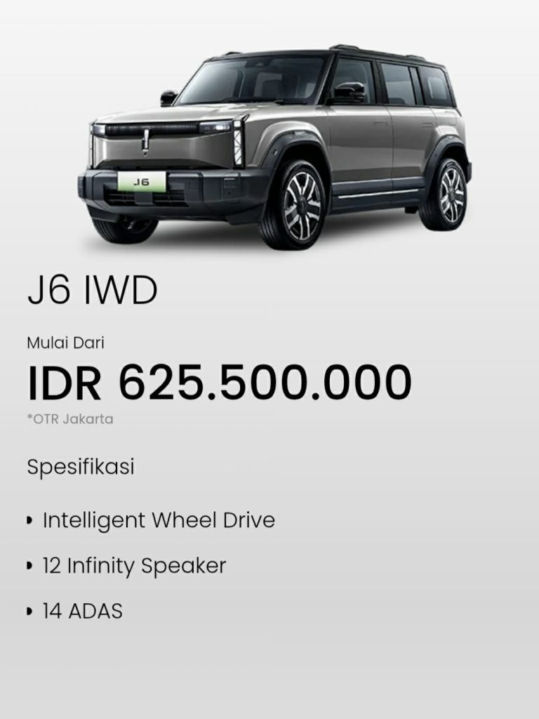 Spesifikasi Chery J6 IWD 2026 BEV Indonesia 7