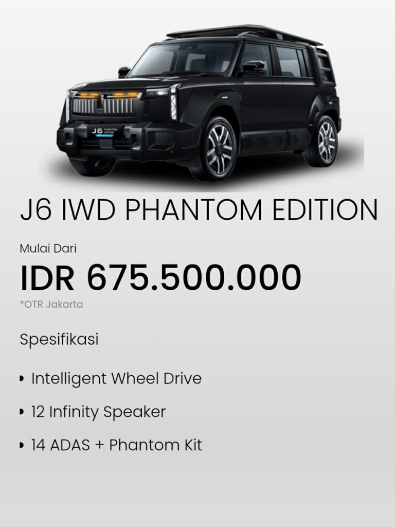 Spesifikasi Chery J6 IWD Phantom Edition 2026 BEV Indonesia 7