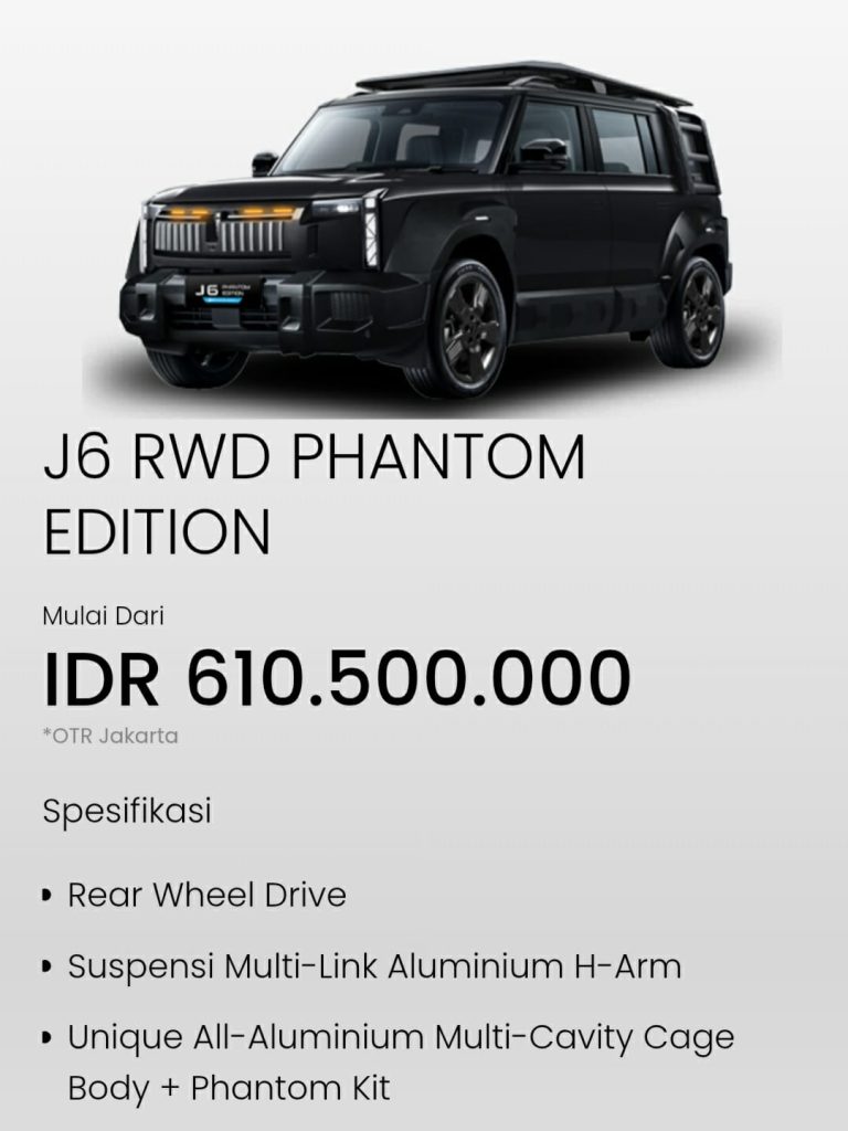 Spesifikasi Chery J6 RWD Phantom Edition 2026 BEV Indonesia 7