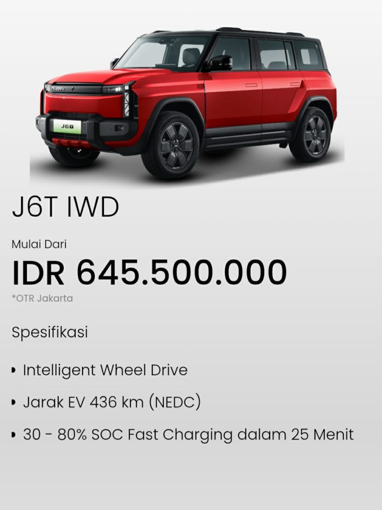 Spesifikasi Chery J6T IWD 2026 BEV Indonesia 7