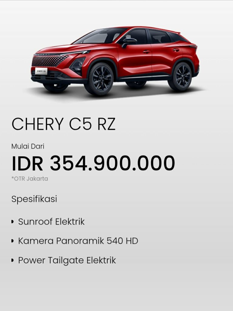 Spesifikasi CHERY C5 RZ 2026 Indonesia ICE 7