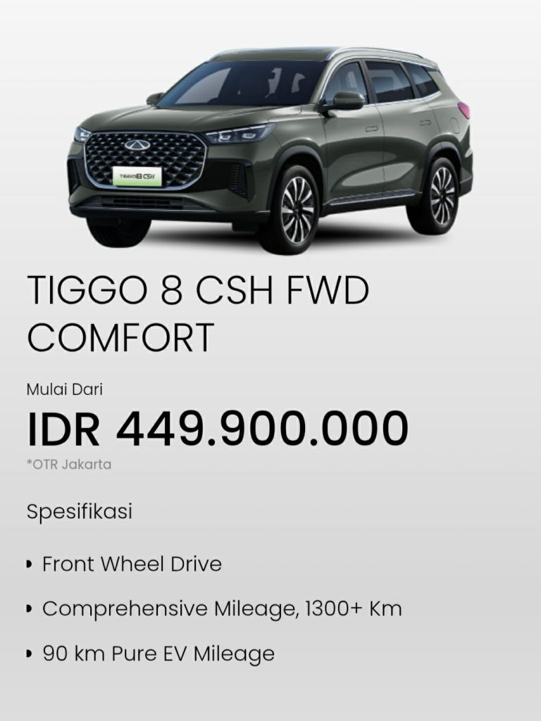 Spesifikasi Chery Tiggo 8 FWD CSH Hybrid 2026 Comfort Indonesia 7